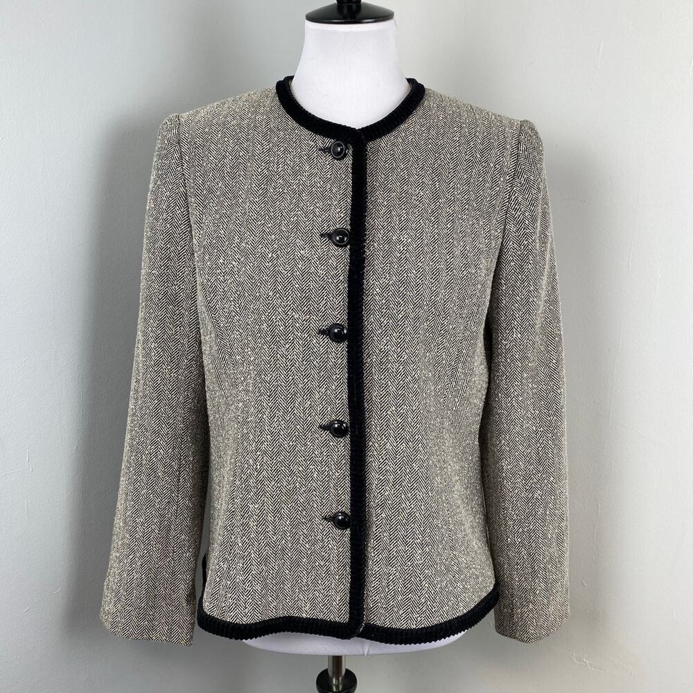 Koret Herringbone Button Down Blazer Jacket Size 8